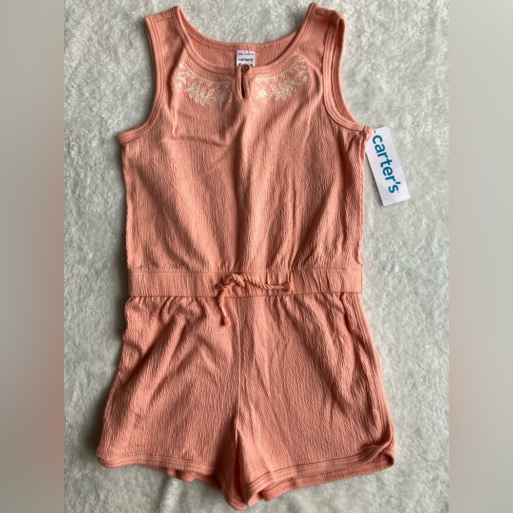Carters pink embroidered tank top shorts romper summer 5T